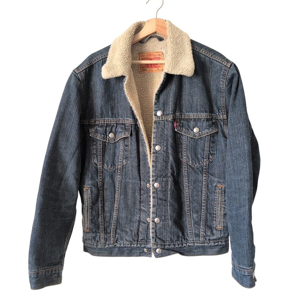 Levi Strauss‎ & Co Sherpa Lined Denim Trucker Jacket Mens Size M Blue Jean Heavy